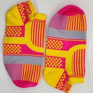 Sumarpo Womens Pink and Yellow Low Cut Compression Socks, Large